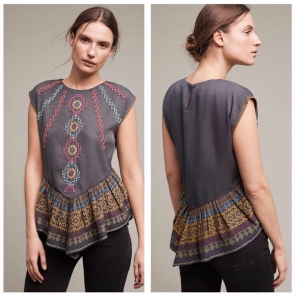 Anthropologie Tops - NEW Anthropologie Maeve Beaded Embroidered Blouse